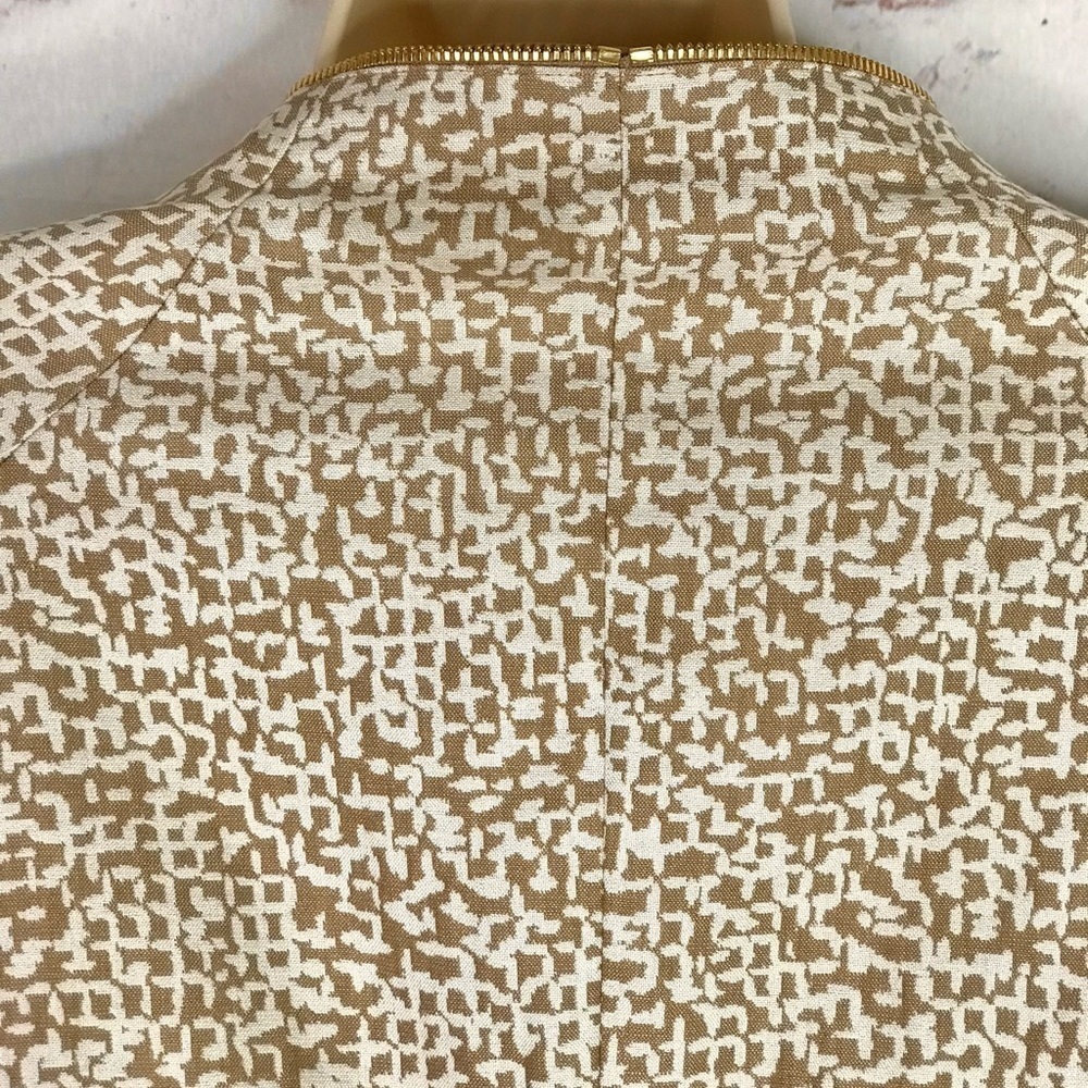 ESCADA M Tan & Cream print Gold Zipper detail Moto vibe Size EU 44 jacket blazer - Picture 12 of 15